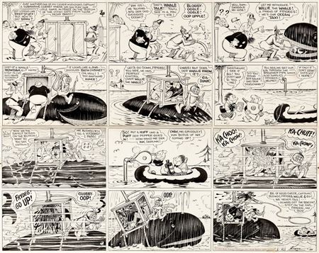 Harold Knerr : Harold Knerr The Katzenjammer Kids Sunday Comic Strip Original Art dated 1-21-34 (King Features Syndicate, 1934)