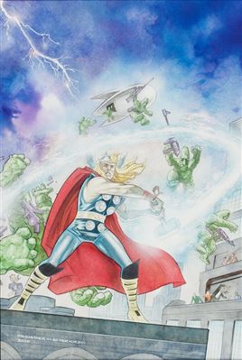 John Snyder III : John K. Snyder III Official Overstreet Comic Book Price Guide 36th Edition Cover Painting Thor Original Art (Gemstone Publishing, 2006)