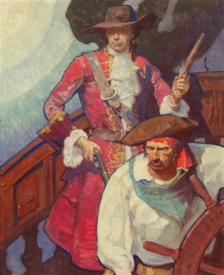 Mead Schaeffer : Stede Bonnet Faced his Last Fight, The Black Buccaneer interior book illustration