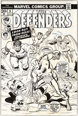 Sal Buscema : The Defenders #9 Cover Original Art (Marvel, 1973)