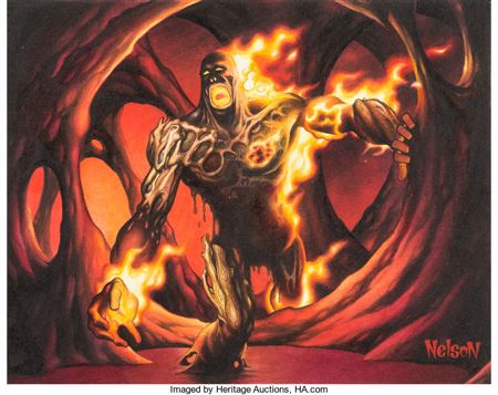 Nelson DeCastro : Magic: The Gathering: Invasion 'Cinder Shade' Card Painting Original Art (Wizards of the Coast, 2000)