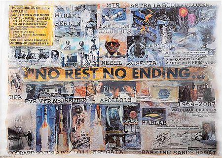 Charles Paul Wilp : 'NO REST NO ENDING' (COLLAGE RELATING TO APOLLO 13)