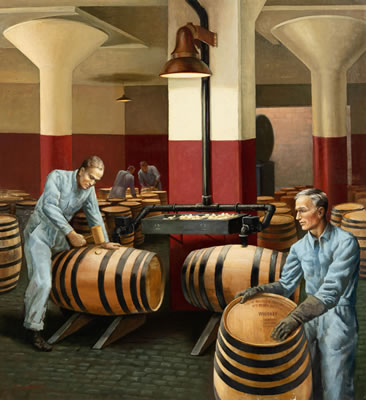 John De Martelly : Whiskey Going into Barrels to Age (Marking the Casks)