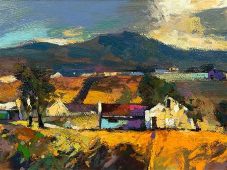 Ian Herslet : Landscape with Farm Buildings