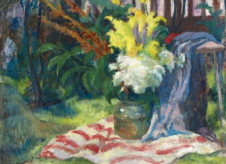 Julius Jakoby : Still Life of Flowers in the Garden, 1930s