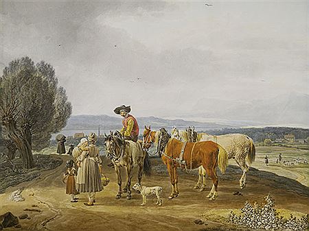 Wilhelm Alexander Wolfgang Von Kobell : 2 Bll.: Begegnung auf der Landstraße. Jeweils 1798