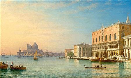 Karl Ernst Morgenstern : Venice with a view of the Doges Palace and Santa Maria della Salute