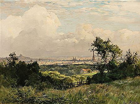 Eugène Berthelon : Vue de Paris prise de Garches, près de Saint Cloud