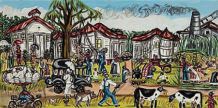 Alvin Batiste : 'Busy Day on the Farm with Baptism, Boucherie and Hauling Sugar Cane', 1997