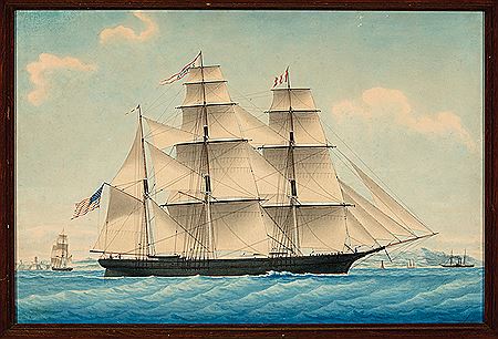 Honore Pellegrin : 'Barque Zephyr, Capt. Ernest Lane Leaving Marseilles for Palermo, Dec. 22 1856'