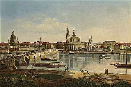 Karl Gottfried Traugott Faber : View of Dresden from the Right Bank of the Elbe