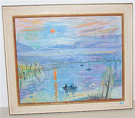 Max Franz Brutschlin : Sunrise Over the Lake