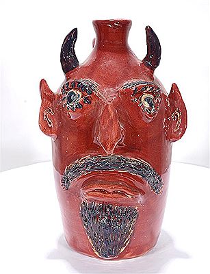 Jerry Brown : Red Devil Face Jug.