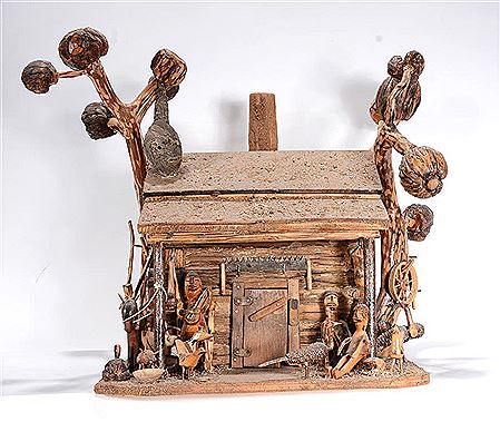 Russell Gillespie : Log Cabin w People, Animals & Tools.