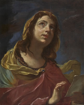 Giacinto Brandi : A sybil holding a paper