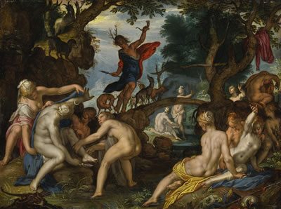 Joachim Anthoniszoon Wtewael : DIANA AND ACTAEON