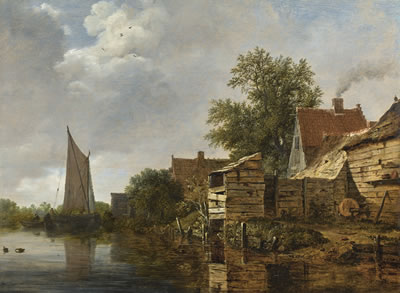 Cornelis Gerritsz Decker : A FARMHOUSE BESIDE A CANAL