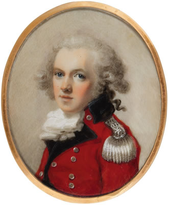 Joseph Daniel : PORTRAIT OF AN OFFICER, PROBABLY OF THE 50TH (WEST KENT) REGIMENT OF FOOT, CIRCA 1790