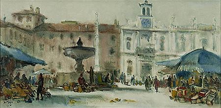 Bepi Liusso : Udine,mattino in piazza San Giacomo