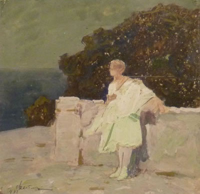 Grigory Petrovich Svetlitsky : Jeune fille à la terrasse