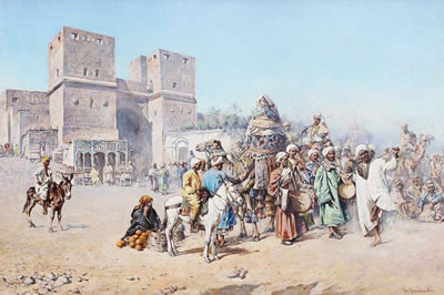 Mariano De Franceschi : Devant la Porte de Bab al Nasr, Le Caire