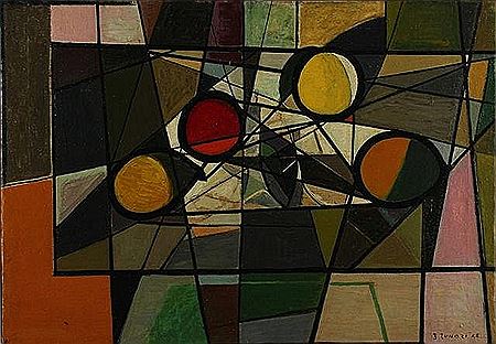 Enzo Brunori : Table with fruit in the abstract, 1948