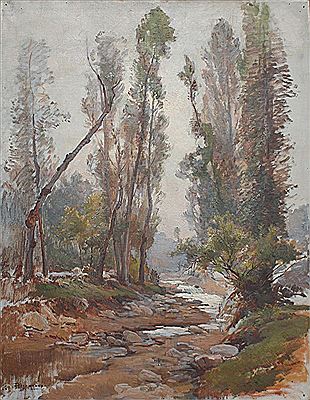 Léon Pierre Ducaruge : Paysage à la rivière