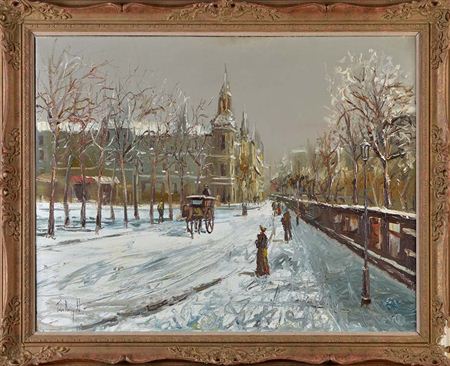 John Bampfield : PARISIAN WINTER STREET SCENE