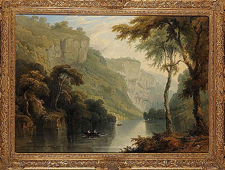 Jeremiah Hodges Mulcahy : A RIVER SCENE WITH FISHERMEN SETTING A NET