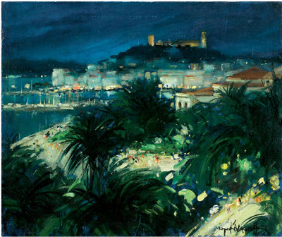 Serge Kislakoff : Vue de Cannes, la nuit