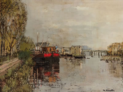 Marcel Kervella : Paysage de rivière