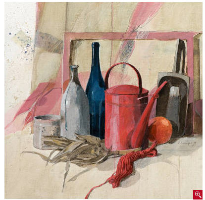 Helmut Baumgart : Sill life with red watering can