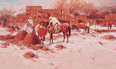 Gary Lawrence Niblett : Winter Scene Taos Pueblo