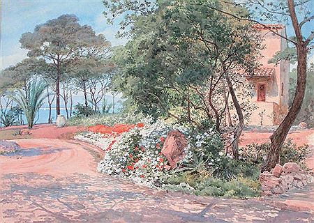 Albert Alexandrovich Benois : Le jardin devant la baie