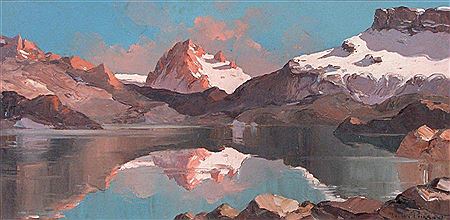 Lucien Poignant : 'Le lac au col de la Vanoise, Pralognant'