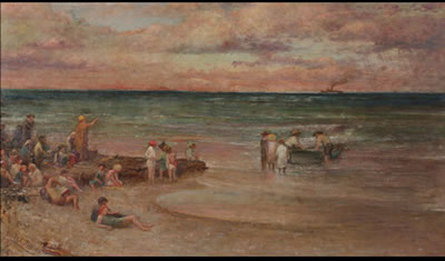 Louis Comfort Tiffany : Beach Scene, Sea Bright, New Jersey