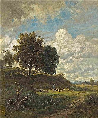 Otto Frolicher : Landschaft mit Schafherde um 1880