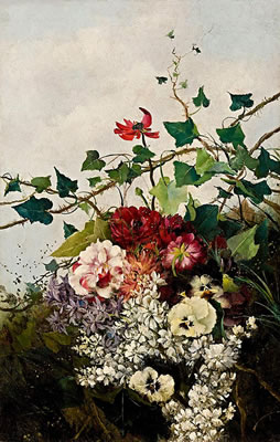 Riccardo Manzanet : Bodegones de flores (a pair)