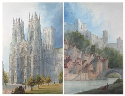 Paul Braddon : Durham Castle and Cathedral;York Minster; a pair (2)