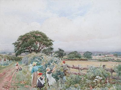 Thomas Bushby : Gathering Wild Roses, near Blackwell, Carlisle