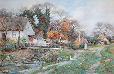 Ralph William Bardill : 'Autumn Sunshine, Pen y Bont Cottage, Llan Conway'