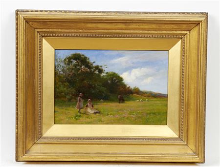 Creswick Boydell : Maids and cattle in a meadow