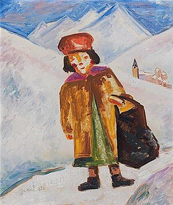 Georges Gimel : Enfant dans la neige