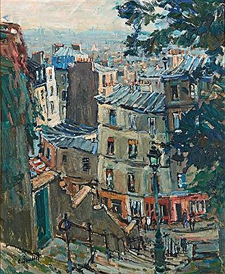 Claude Jousset : Paris, rue à Montmartre