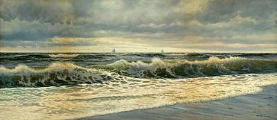 George Howell Gay : WAVES CRASHING ON THE SHORE