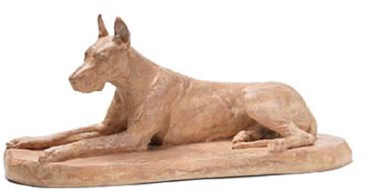 Richard Fath : A terracotta model of the Great Dane 'Charlie ven den Ruhmenshall'