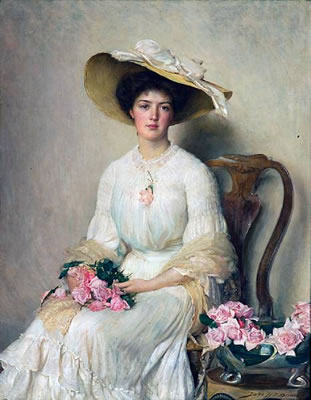 John Henry Frederick Bacon : Jeune femme aux roses