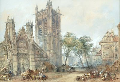 Thomas R Colman Dibdin : A cathedral in Antwerp, and another similar, a pair