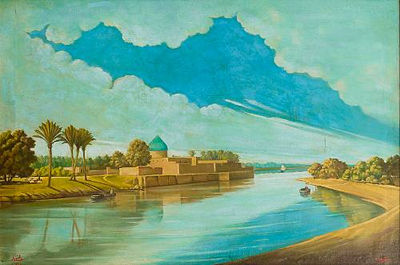 Abdul Kadir Al-Rassam : River scene on the banks of the Tigris