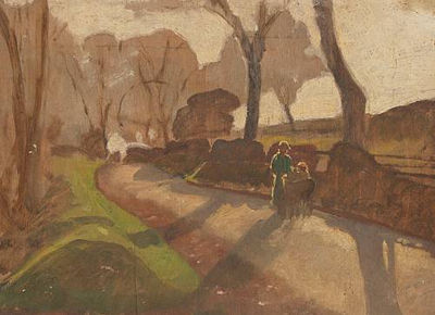 Robert Sivell : Mother and child on a lane